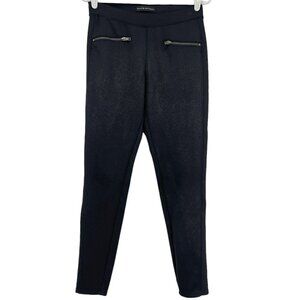 Rock & Republic Women's Stretch Metallic Black Leggings Size M Pull-on Mid Rise